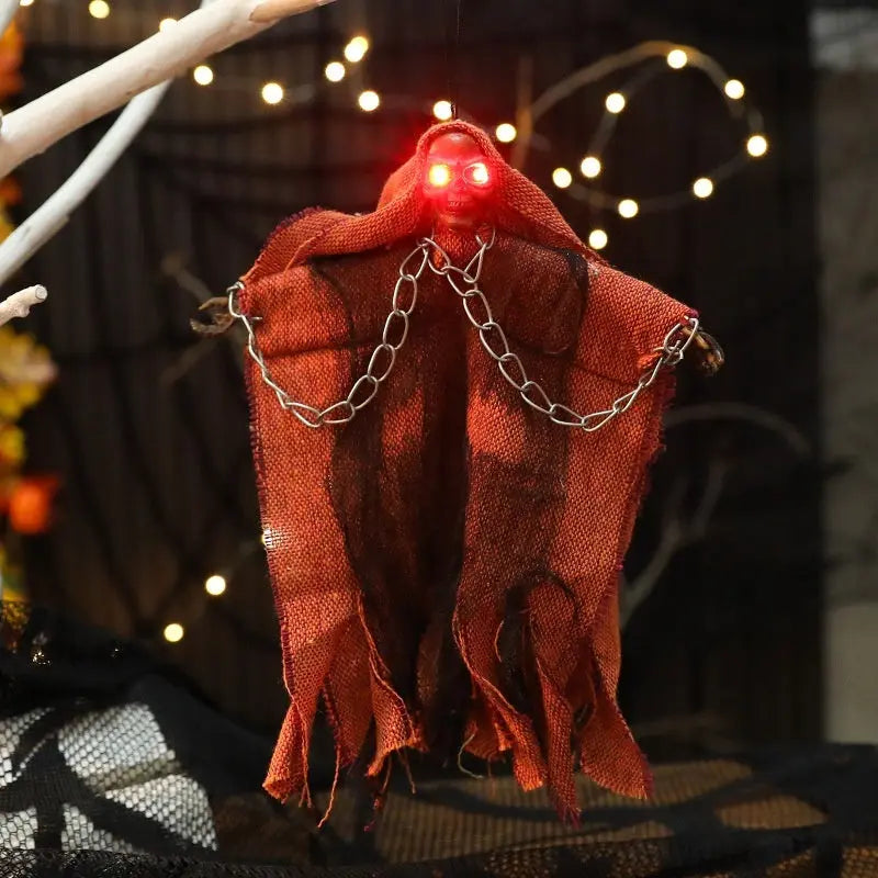 Halloween Hanging Ghost Iron Chain Glowing Skull Decorative Ornaments Convenient store
