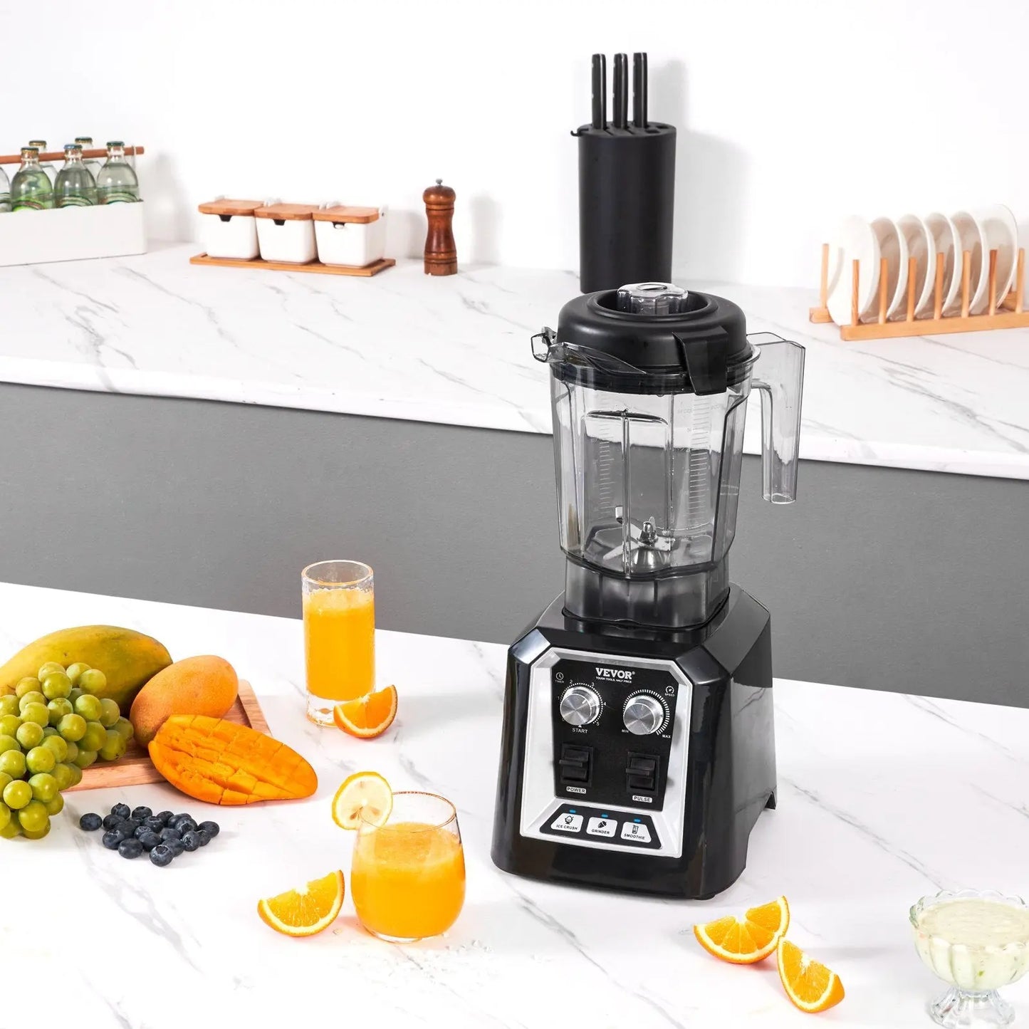 Professional Blender, Commercial Countertop Blenders, 68 Oz Jar Blender Combo, Stainless Steel 3 Functions Blender, For Frozen Drinks, Shakes, Smoothies, Peree, And Crush Ice, Black Convenient store