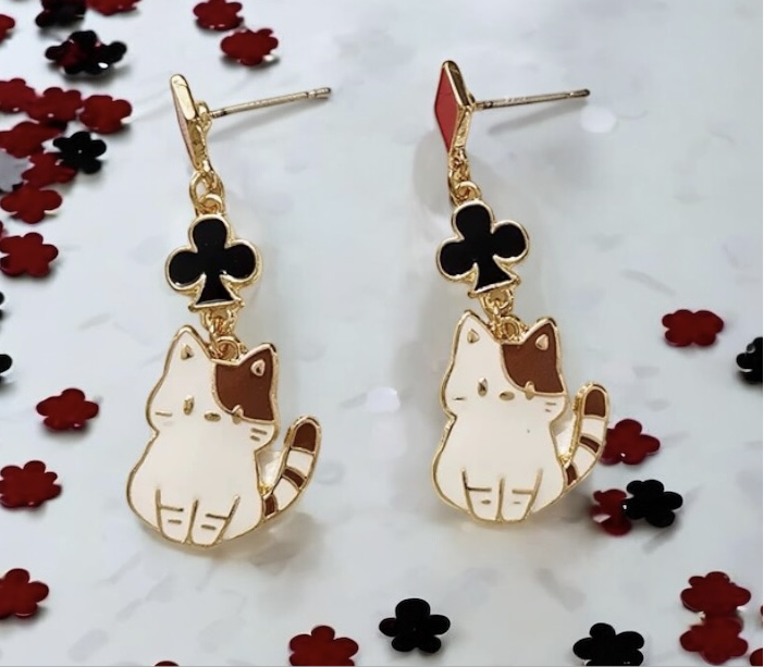 Poker Cat Earrings