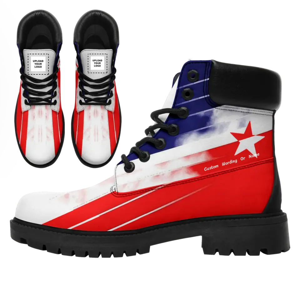 Professional thank you gifts, Personalized Texas Flag Boots, Custom Stylish Leather Boots,Unisex Combat Boots,TB-24020029-1