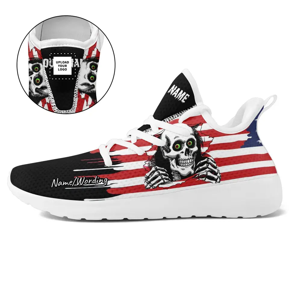 Custom Patriotic Skull American Flag Sneakers