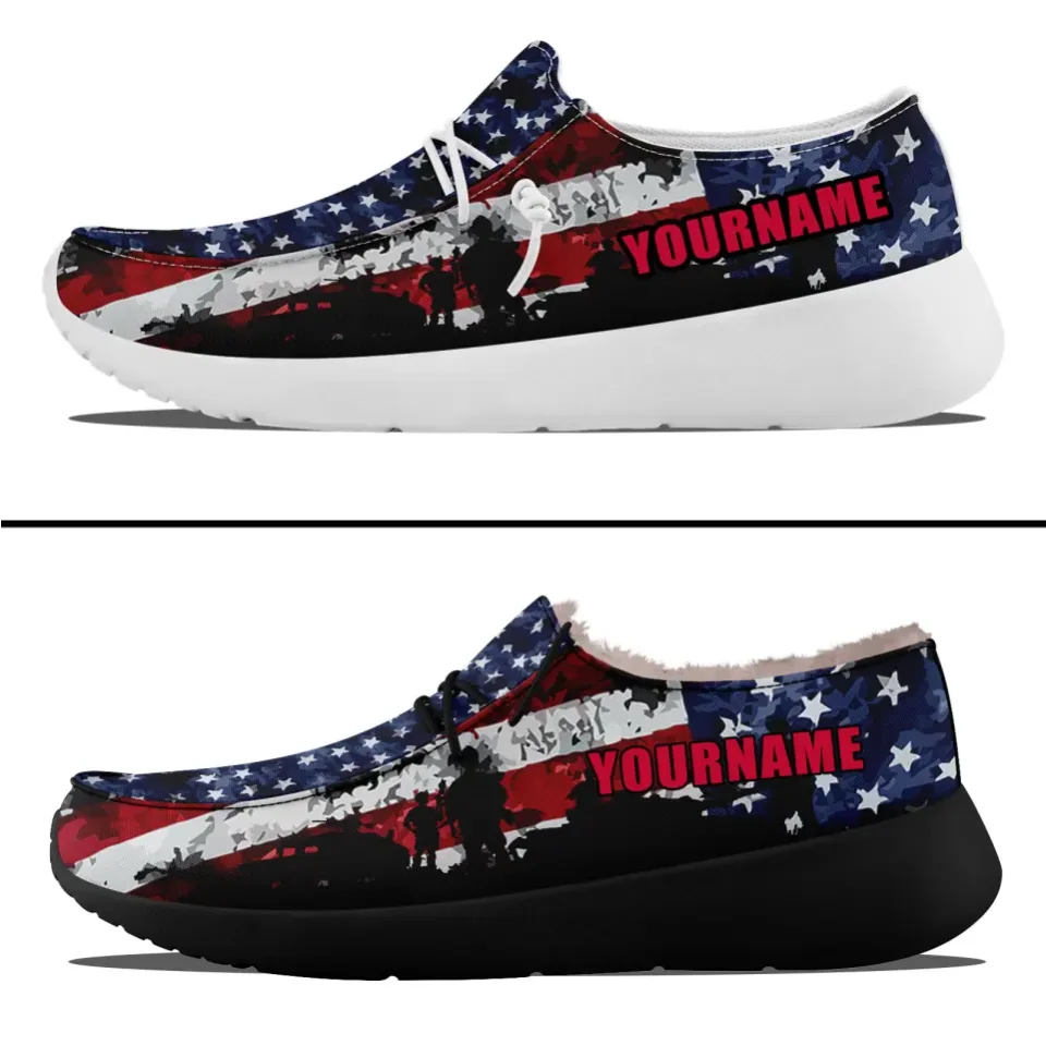 Personalized Patriotic Canvas Loafer Shoes,Buy One Get One Gift