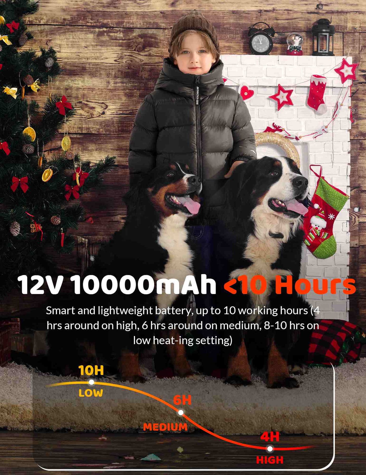 Antarctica Gear Kid Heated Jacket with 12V/5A 10000 mAh Battery Pack Winter Coat for Boys Girls Heated Coat
