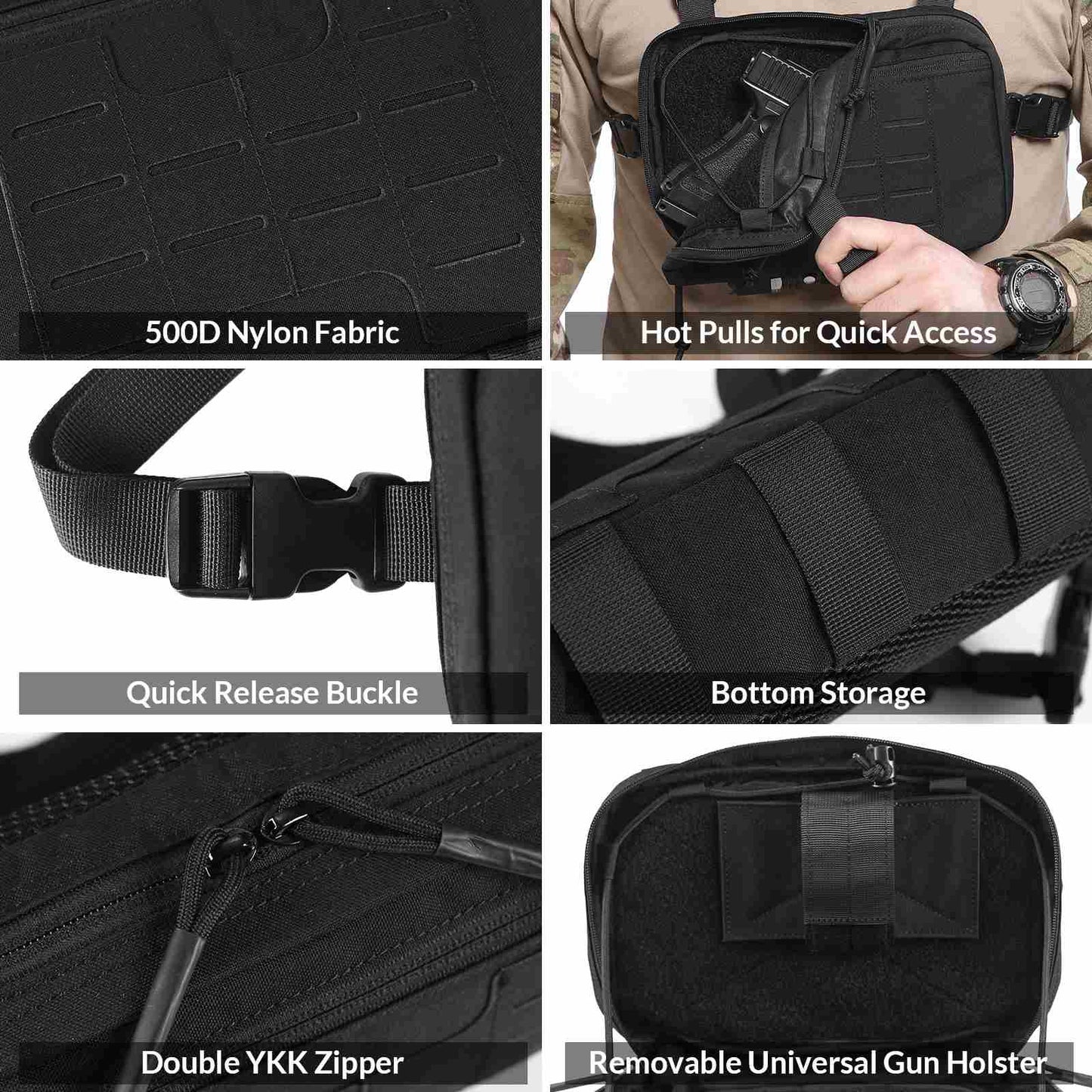 Votagoo Tactical Chest Pack 2L Utility Molle Chest Rig CCW Chest Pouch
