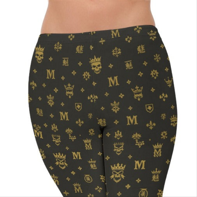 Munsieur Luxury Streetwear Leggings with Gold Pattern
