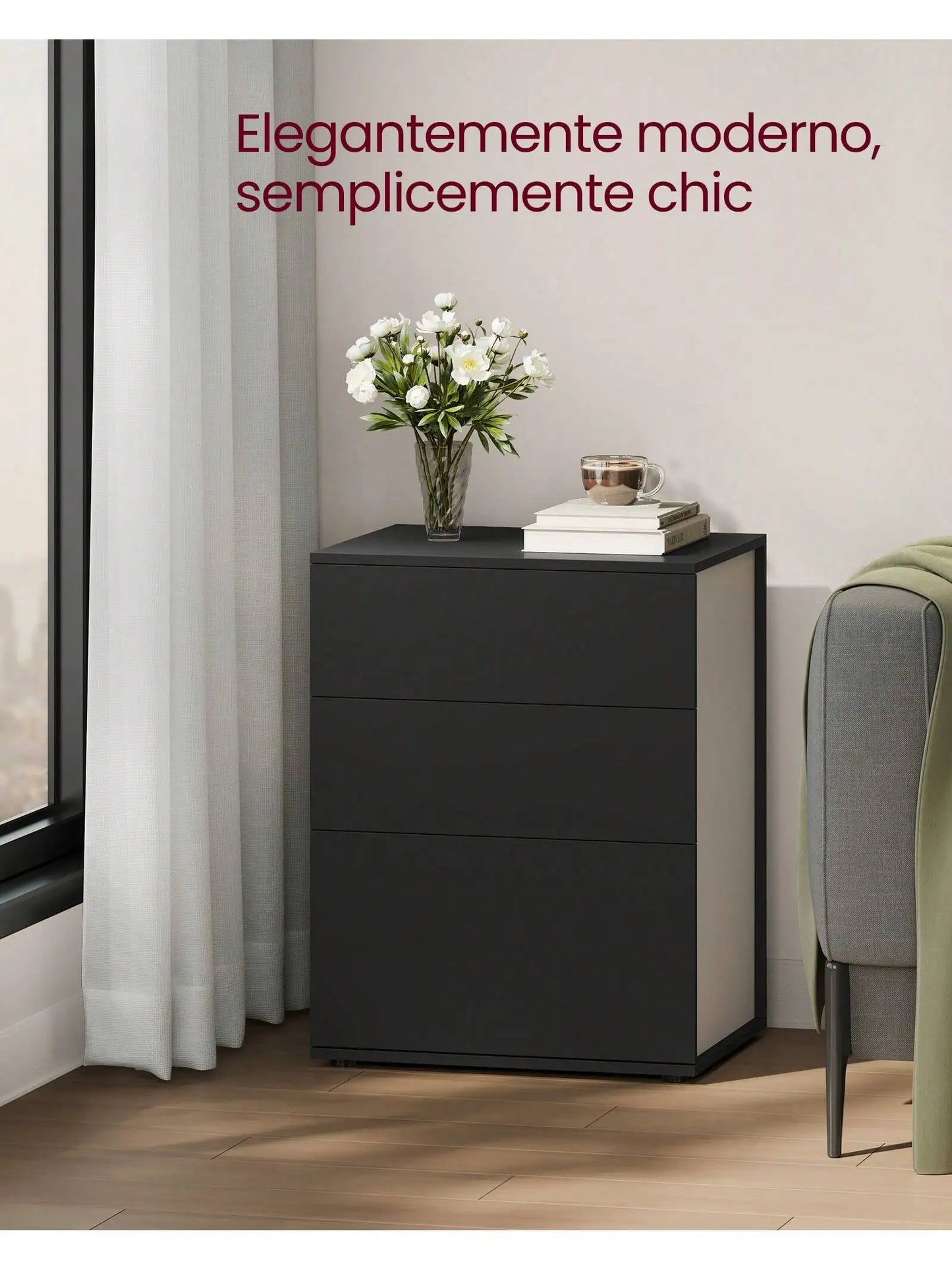 VASAGLE Bedside Table Toolless Assembly