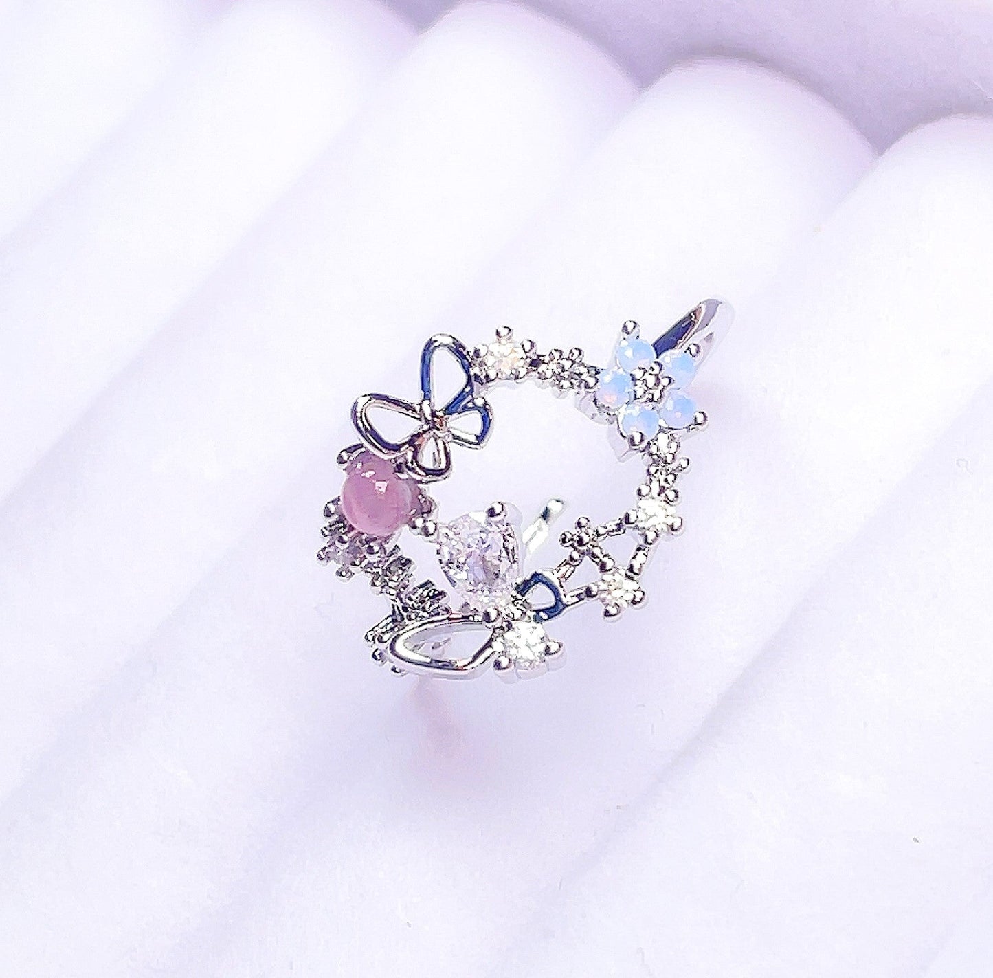 Sweet Garden Floral Butterfly Ring