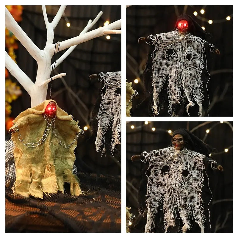 Halloween Hanging Ghost Iron Chain Glowing Skull Decorative Ornaments Convenient store