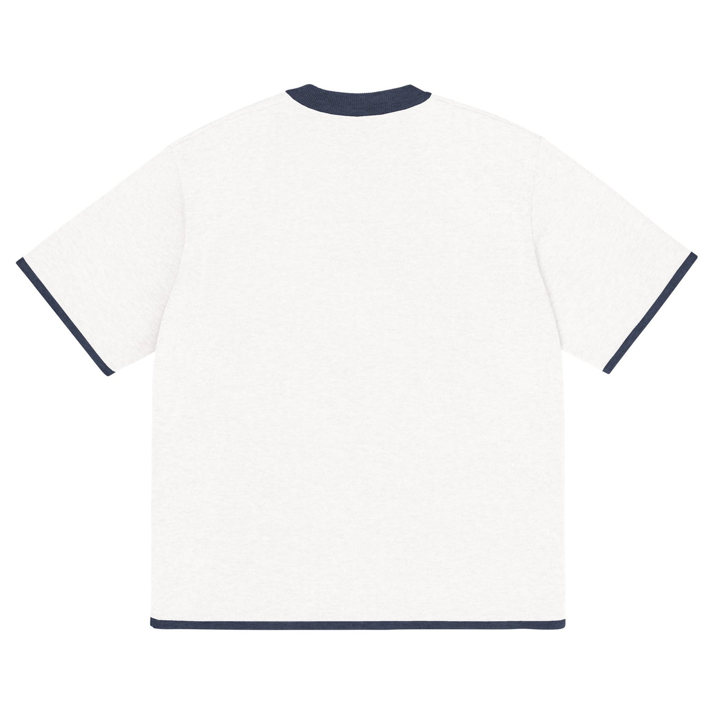 Bleach White with Navy Trim Knitted classic tee