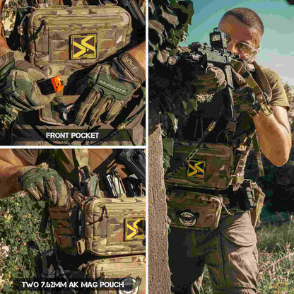 Votagoo Tactical Chest Rig，Molle Modular Micro Fight Chest Rigs Adjustable&Detachable with 5.56/7.62 Magazine Pouch