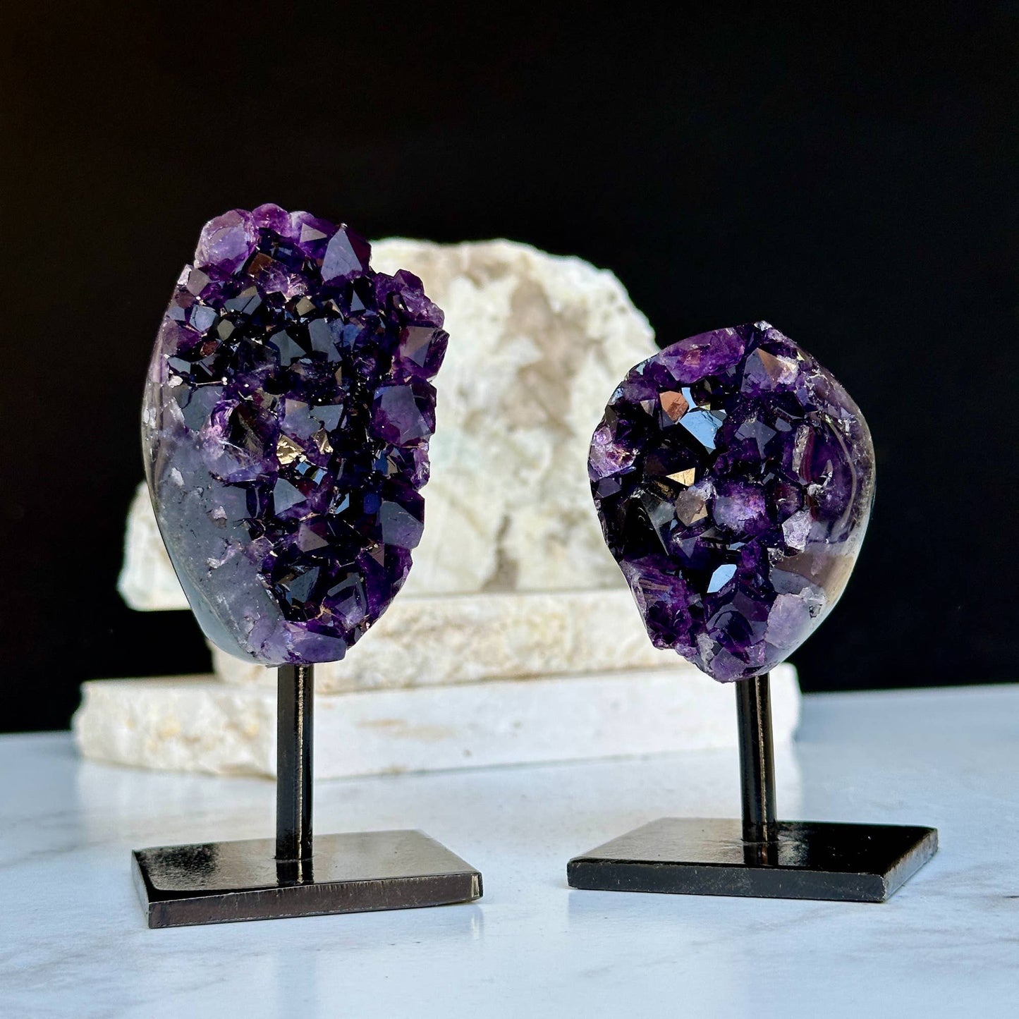 Amethyst on metal base from Uruguay, A+ quality