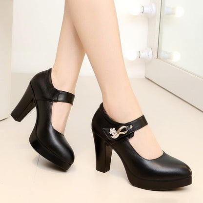 Women's Faux Leather High Heels - Convenient store