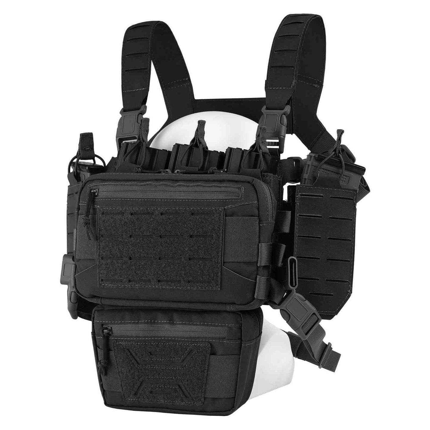 Votagoo Tactical Chest Rig，Molle Modular Micro Fight Chest Rigs Adjustable&Detachable with 5.56/7.62 Magazine Pouch