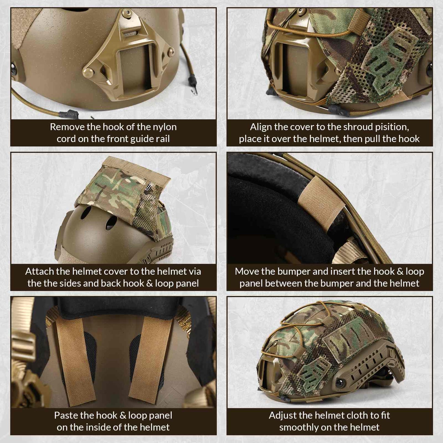 Votagoo Helmet Cover Combo, Tactical Helmet Cover for Fast Helmet