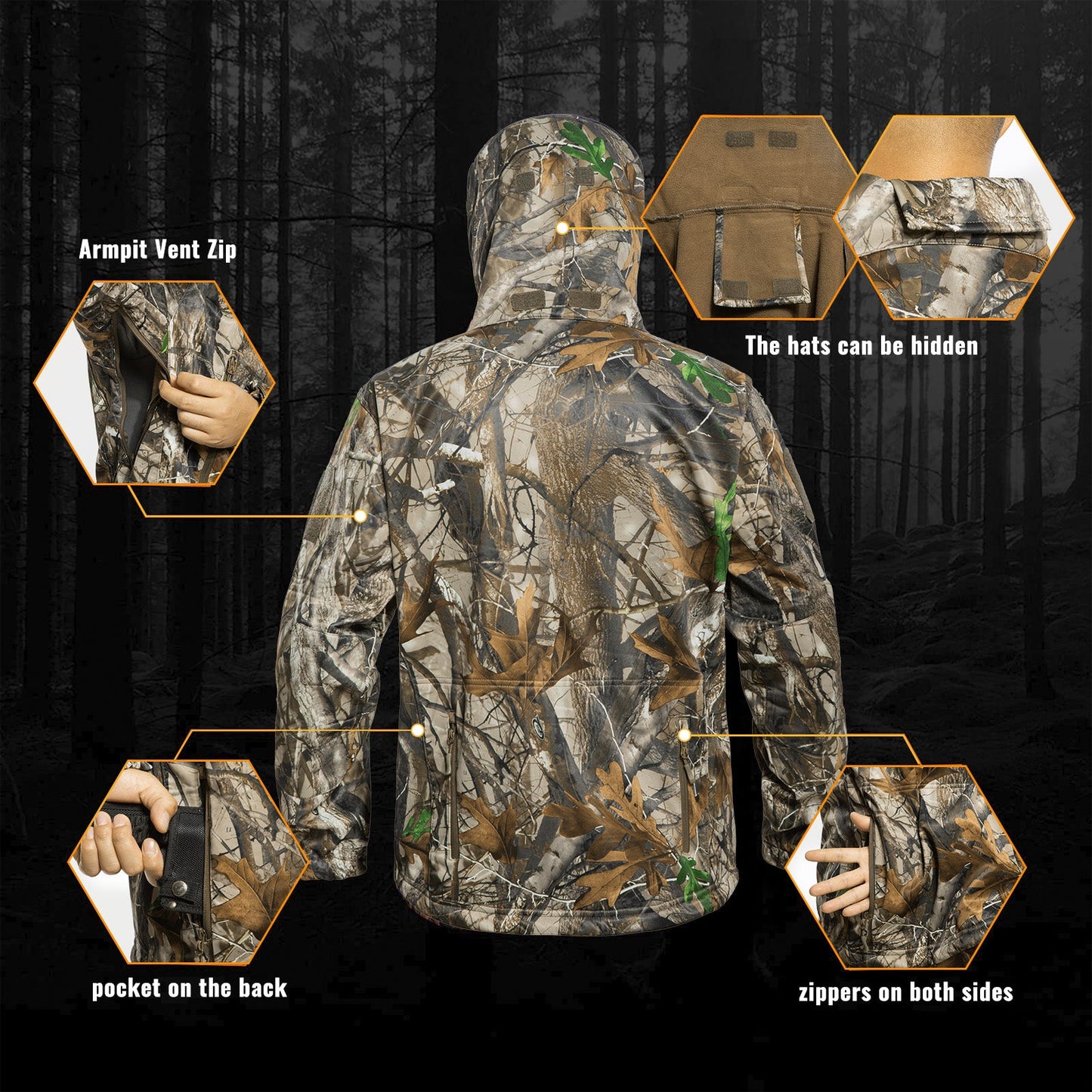 Hunting Gear Suit For Men Camouflage Windproof Jacket