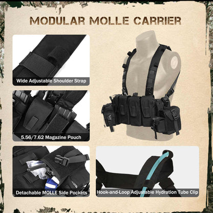 Votagoo Tactical Chest Rig with 5.56/7.62 Magazine Pouches & Detachable MOLLE System