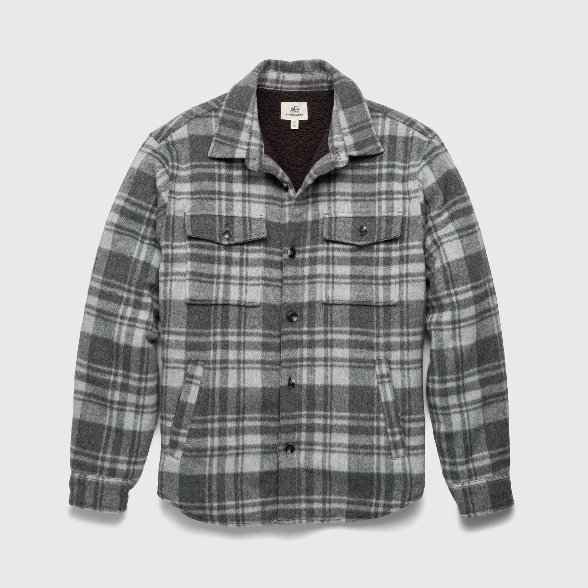 Skip Sherpa Shirt Jacket - Grey Combo - Convenient store