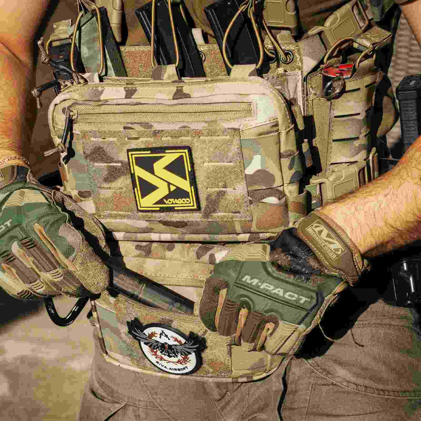 Votagoo Tactical Chest Rig，Molle Modular Micro Fight Chest Rigs Adjustable&Detachable with 5.56/7.62 Magazine Pouch