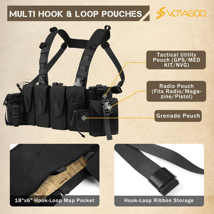 Votagoo Tactical Chest Rig with 5.56/7.62 Magazine Pouches & Detachable MOLLE System