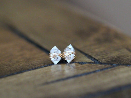 Rose Gold Herkimer Diamond Studs by Saressa