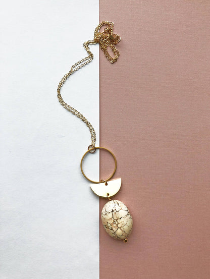 White Turquoise Long Statement Necklace