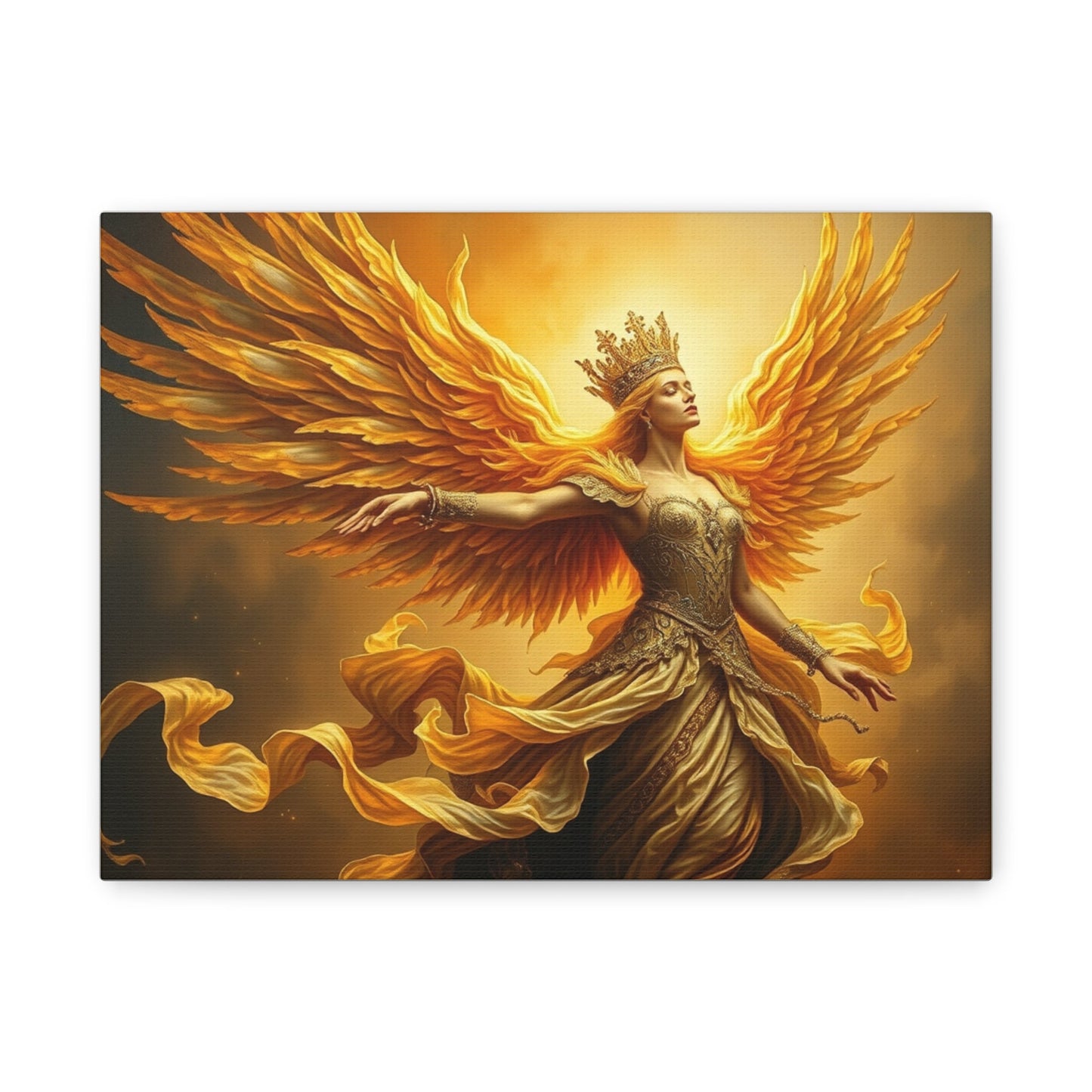 Golden Angel Canvas Art, Inspirational Wall Decor, Owning Your Power, Home Office Decoration, Gift for Her, Fantasy Artwork