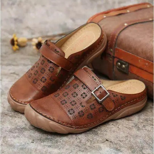 Large Size Women's Shoes Hollow Baotou Buckle Sandals African Comfortable Ladies Slippers Platform Slippers Convenient store