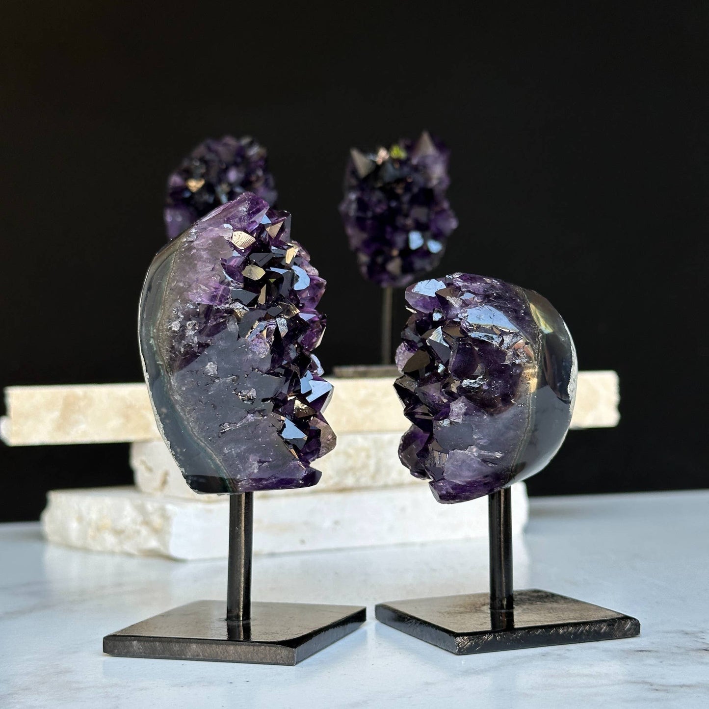Amethyst on metal base from Uruguay, A+ quality