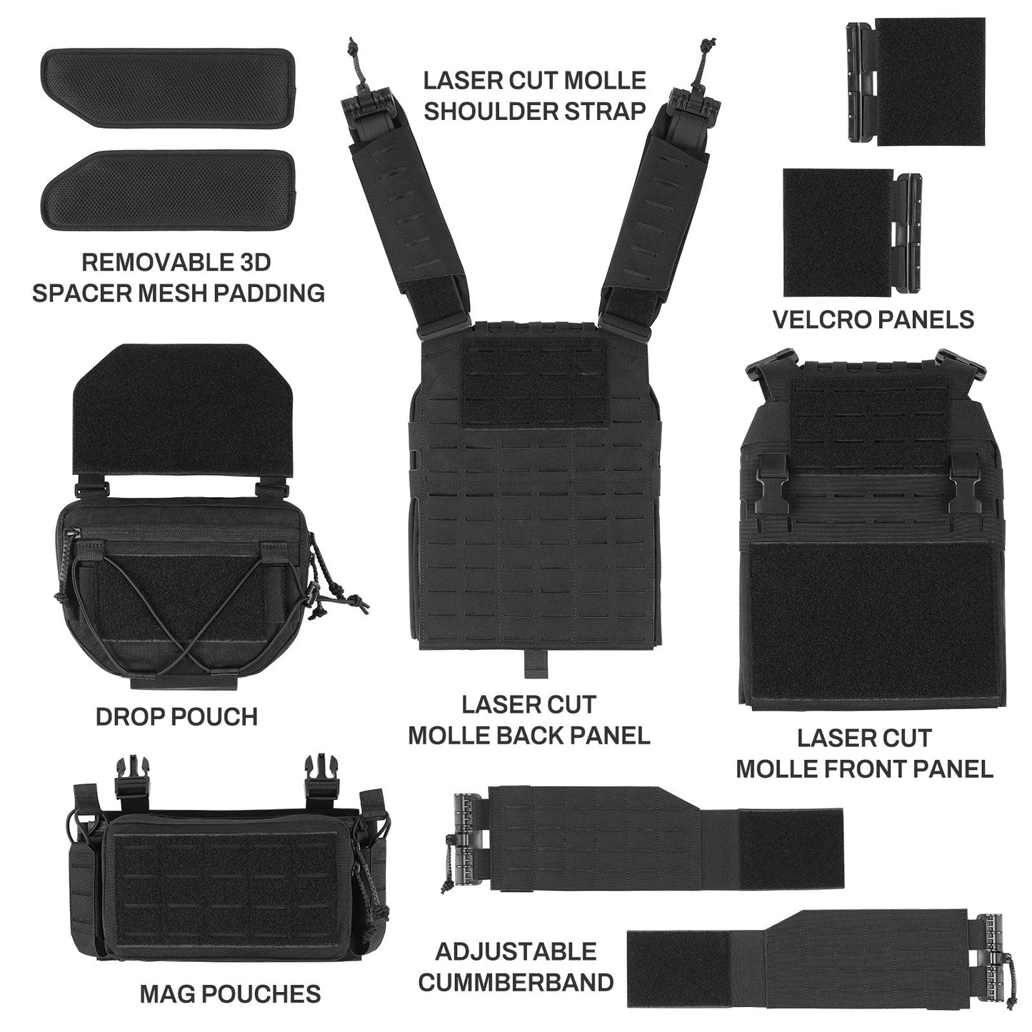 [NEW] VOTAGOO 037 Adjustable Tactical Vest with Admin Drop Pouch