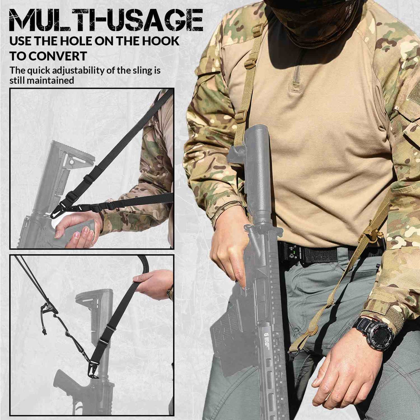 Votagoo Tactical 2 Point Sling, Quick Adjust Gun Sling with HK Hook
