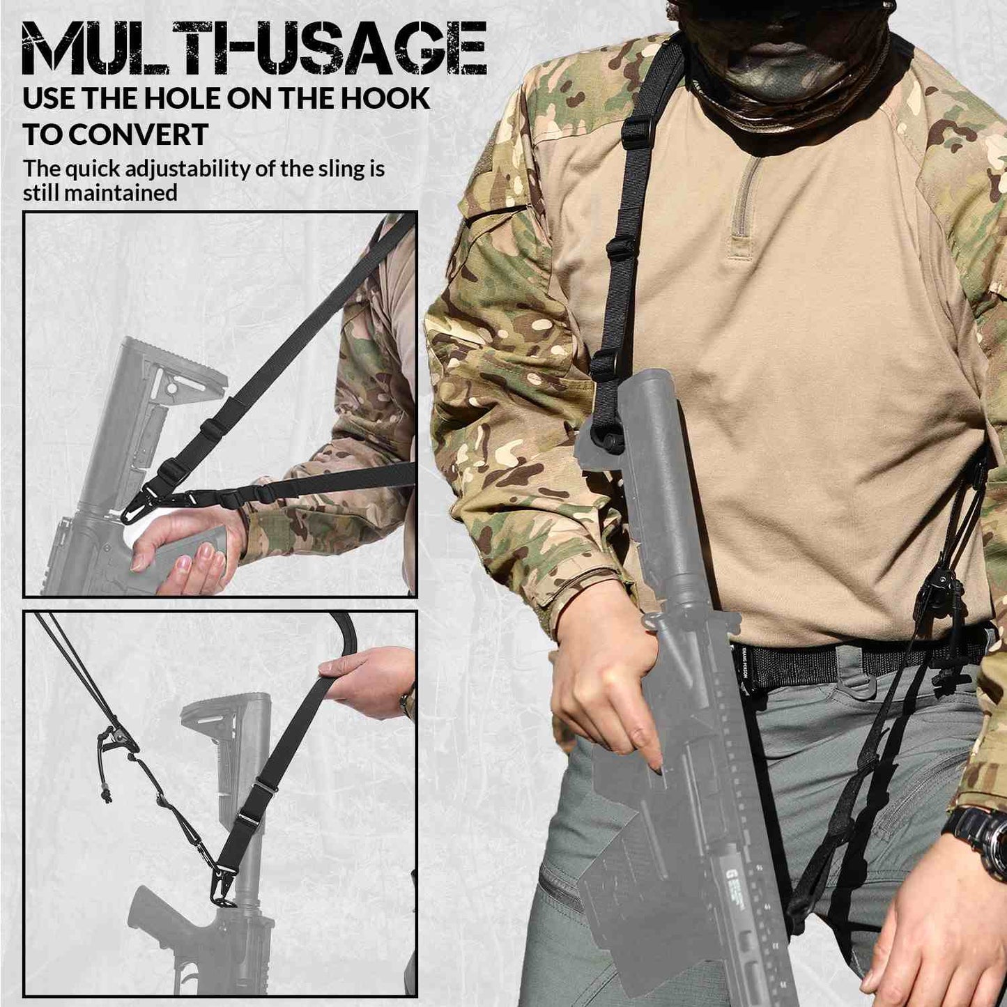 Votagoo Tactical 2 Point Sling, Quick Adjust Gun Sling with HK Hook