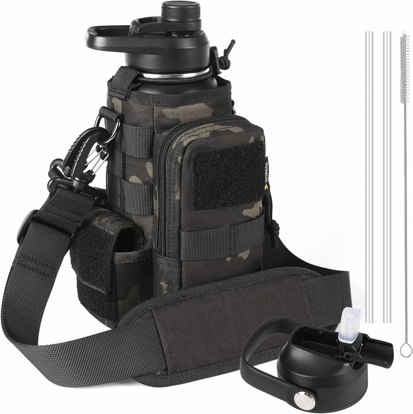 Votagoo 64Oz Half Gallon Stainless Steel Insulated Tactical Water Bottle with Metal Military Water Bottle Tactical Carrier Bag