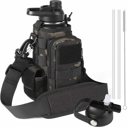 Votagoo 64Oz Half Gallon Stainless Steel Insulated Tactical Water Bottle with Metal Military Water Bottle Tactical Carrier Bag