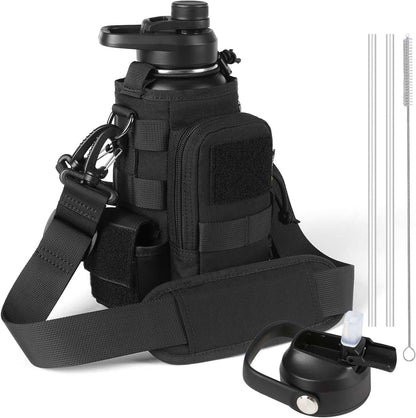 Votagoo 64Oz Half Gallon Stainless Steel Insulated Tactical Water Bottle with Metal Military Water Bottle Tactical Carrier Bag