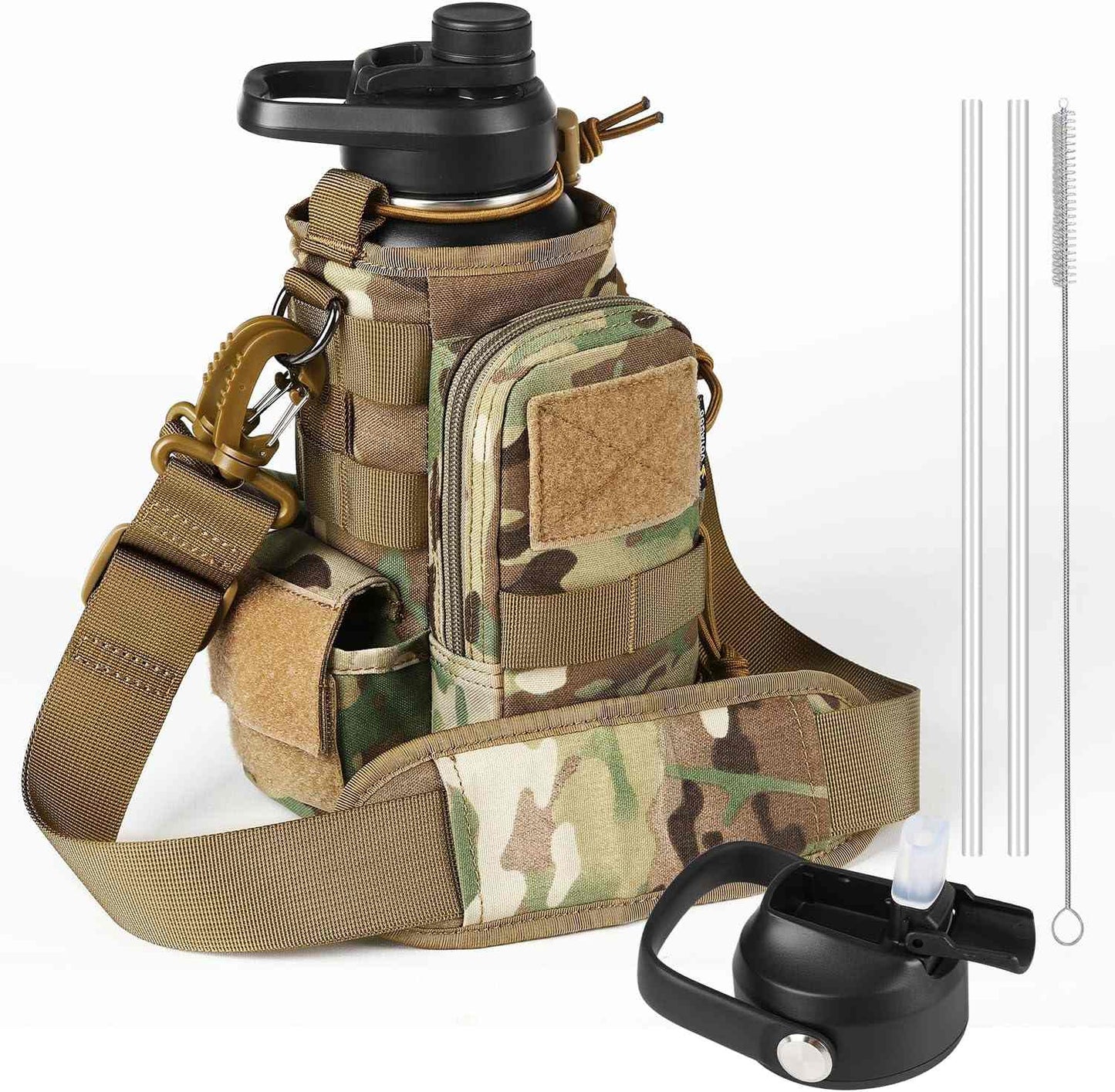 Votagoo 64Oz Half Gallon Stainless Steel Insulated Tactical Water Bottle with Metal Military Water Bottle Tactical Carrier Bag