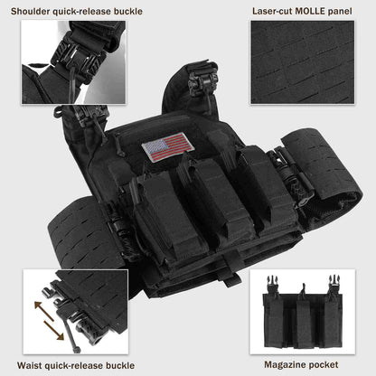 Votagoo 601 Laser Cut Molle Vest Adjustable Plate Carrier Tactical Military Vest