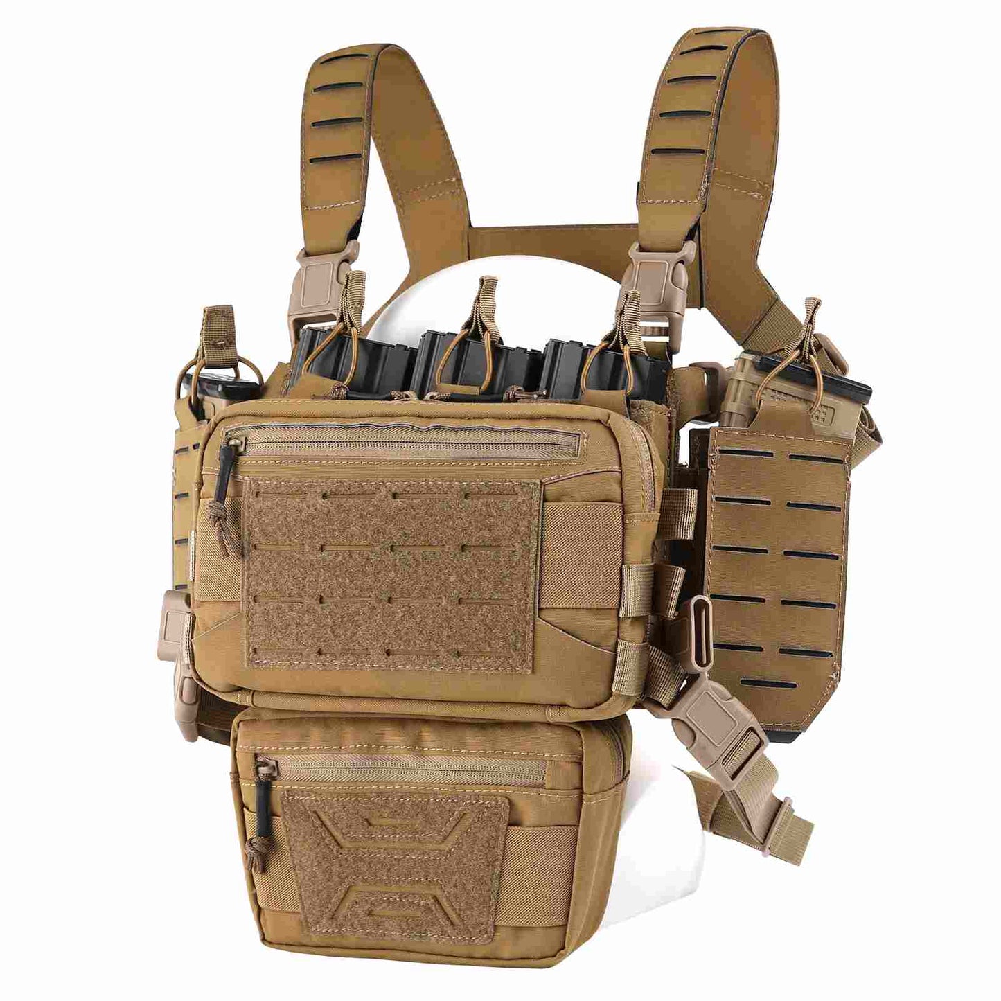 Votagoo Tactical Chest Rig，Molle Modular Micro Fight Chest Rigs Adjustable&Detachable with 5.56/7.62 Magazine Pouch