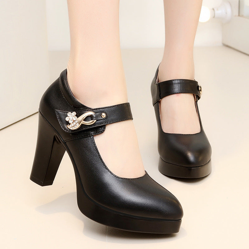 Women's Faux Leather High Heels - Convenient store