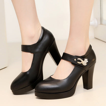 Women's Faux Leather High Heels - Convenient store