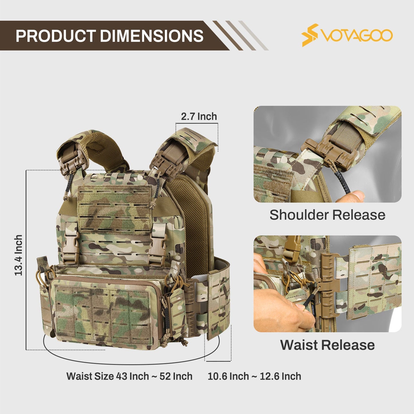 [NEW] VOTAGOO 037 Adjustable Tactical Vest with Admin Drop Pouch