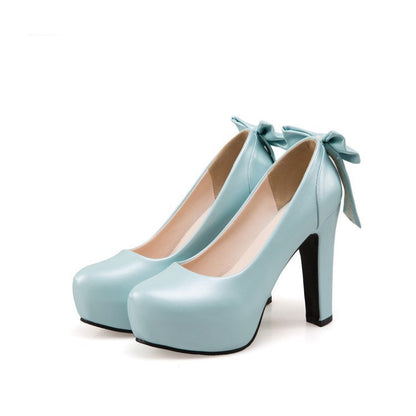 Round toe bow high heels - Convenient store