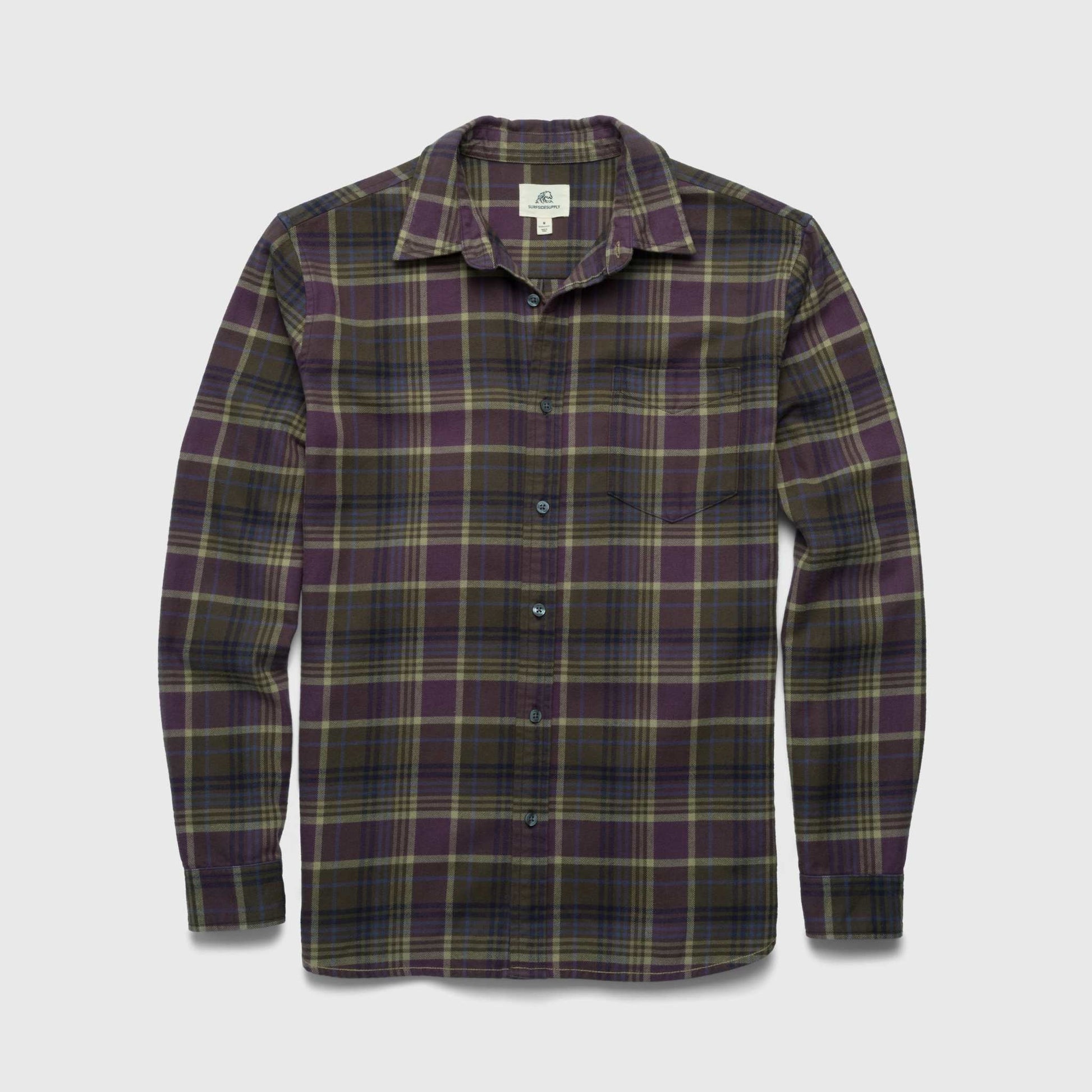 Brian Flannel Plaid Shirt - Grape Combo - Convenient store