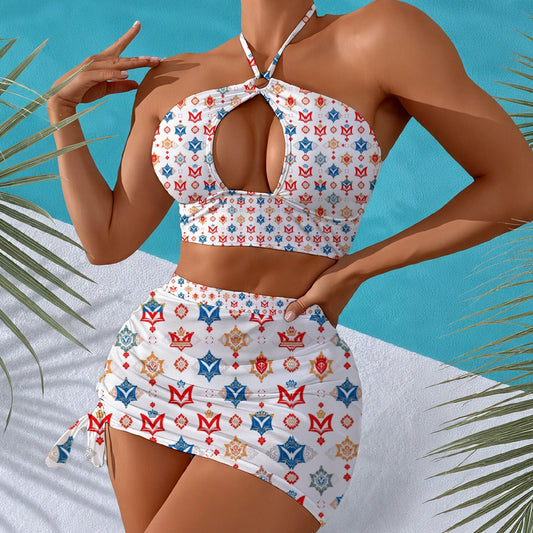 Munsieur All-Over Print Women's Halter Neck Skirt set