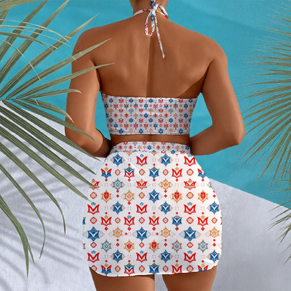 Munsieur All-Over Print Women's Halter Neck Skirt set