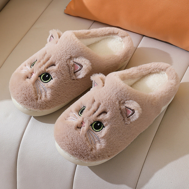 Cartoon Couple Kitty Cotton Slippers