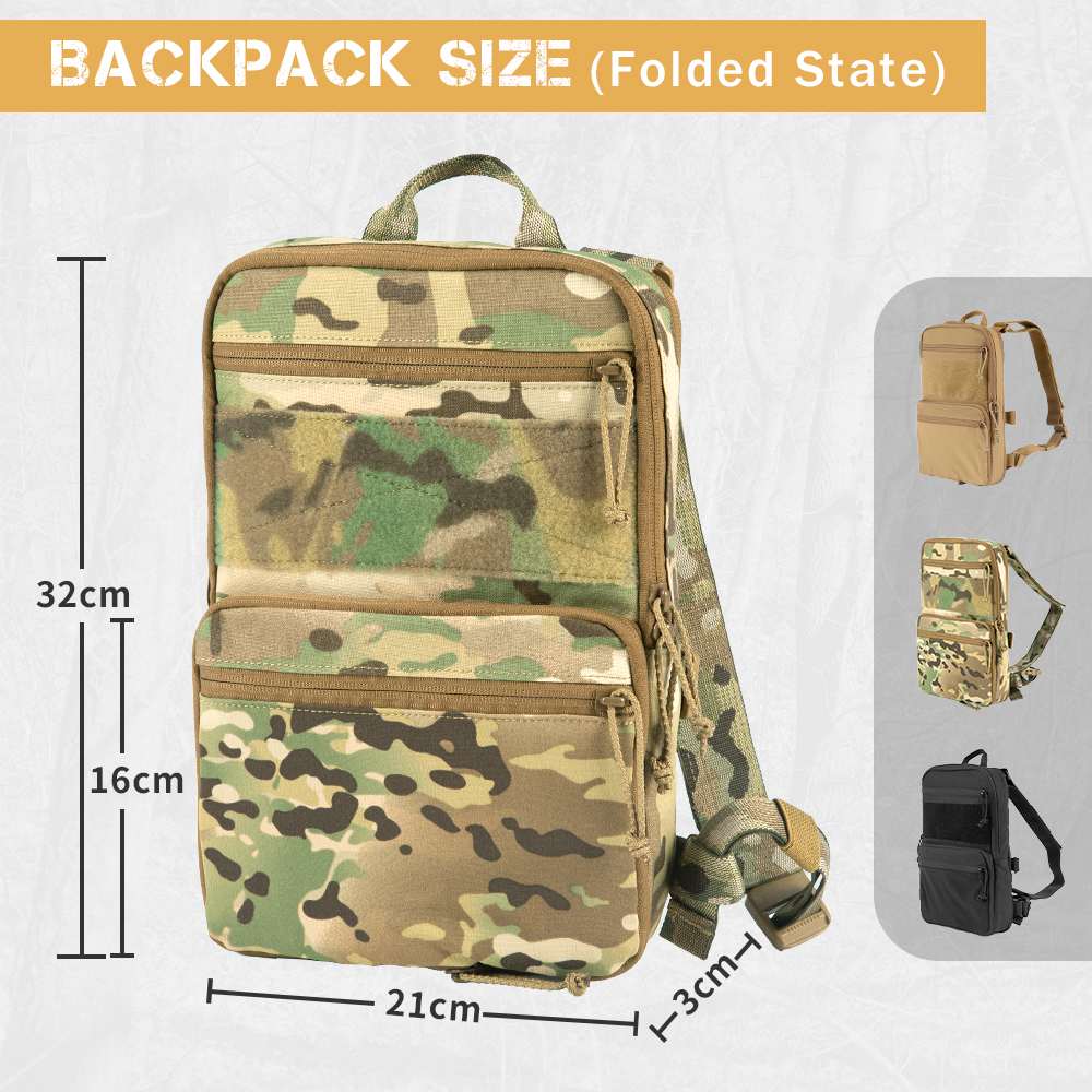 Votagoo D3 Flat Pack 2.0 Tactical Expandable Backpack Multi-purposed MOLLE Pack Camo