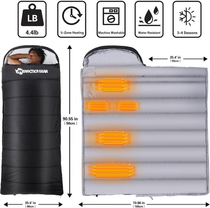 ANTARCTICA GEAR Heated Sleeping Bag Cold Weather Sleeping Bag for Hiking & Camping