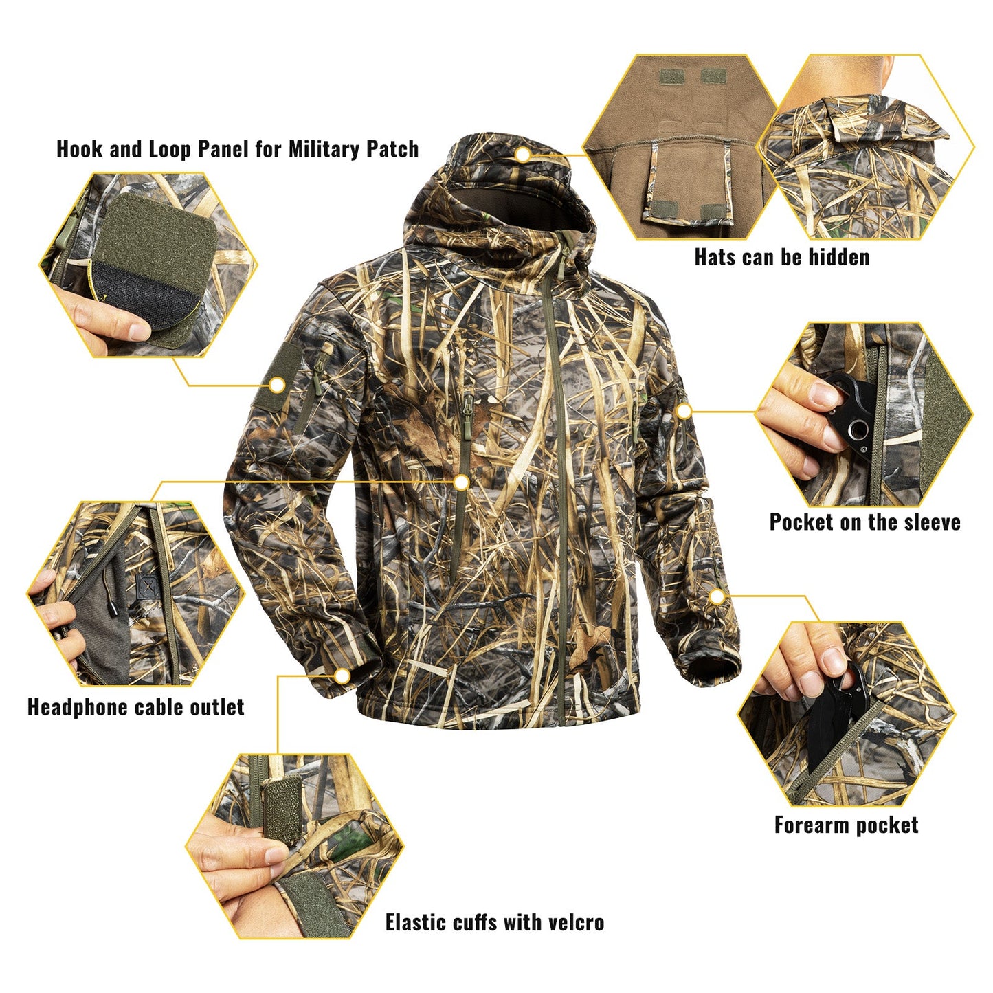 Hunting Gear Suit For Men Camouflage Windproof Jacket