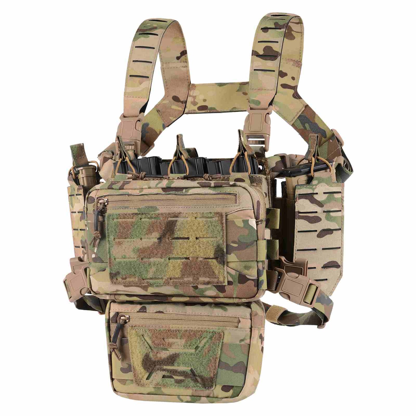 Votagoo Tactical Chest Rig，Molle Modular Micro Fight Chest Rigs Adjustable&Detachable with 5.56/7.62 Magazine Pouch