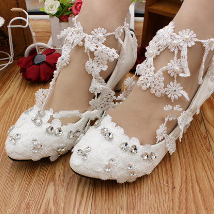 Wedding White Anklet High Heels - Convenient store